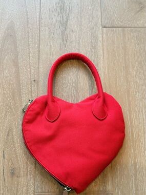 Nayr Red Heart-Shaped Top-Handle Bag
